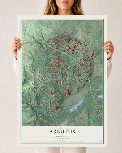 Map of Arbutus, Maryland, 24 x 36 inch unframed archival matte print
