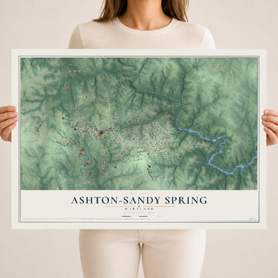 Map of Ashton-Sandy Spring, Maryland, 18 x 24 inch unframed archival matte print