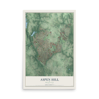 Map of Aspen Hill, Maryland, 12 x 18 inch unframed archival matte print