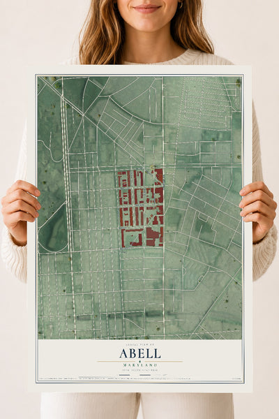 Map of Abell, Maryland, 18 x 24 inch unframed archival matte print