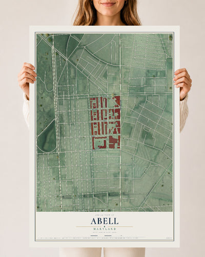 Map of Abell, Maryland, 24 x 36 inch unframed archival matte print