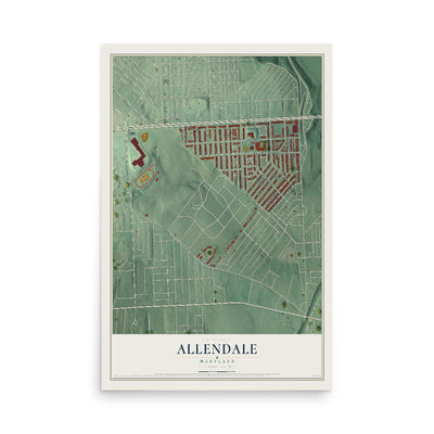 Map of Allendale, Maryland, 12 x 18 inch unframed archival matte print