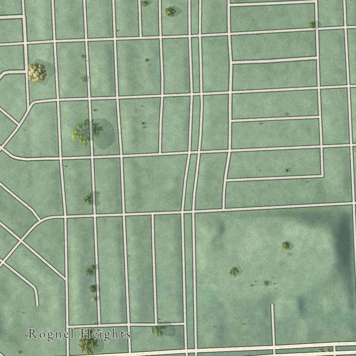 Second close-up of the map of Allendale, Maryland print showing more streets and buildings