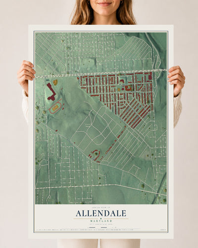 Map of Allendale, Maryland, 24 x 36 inch unframed archival matte print