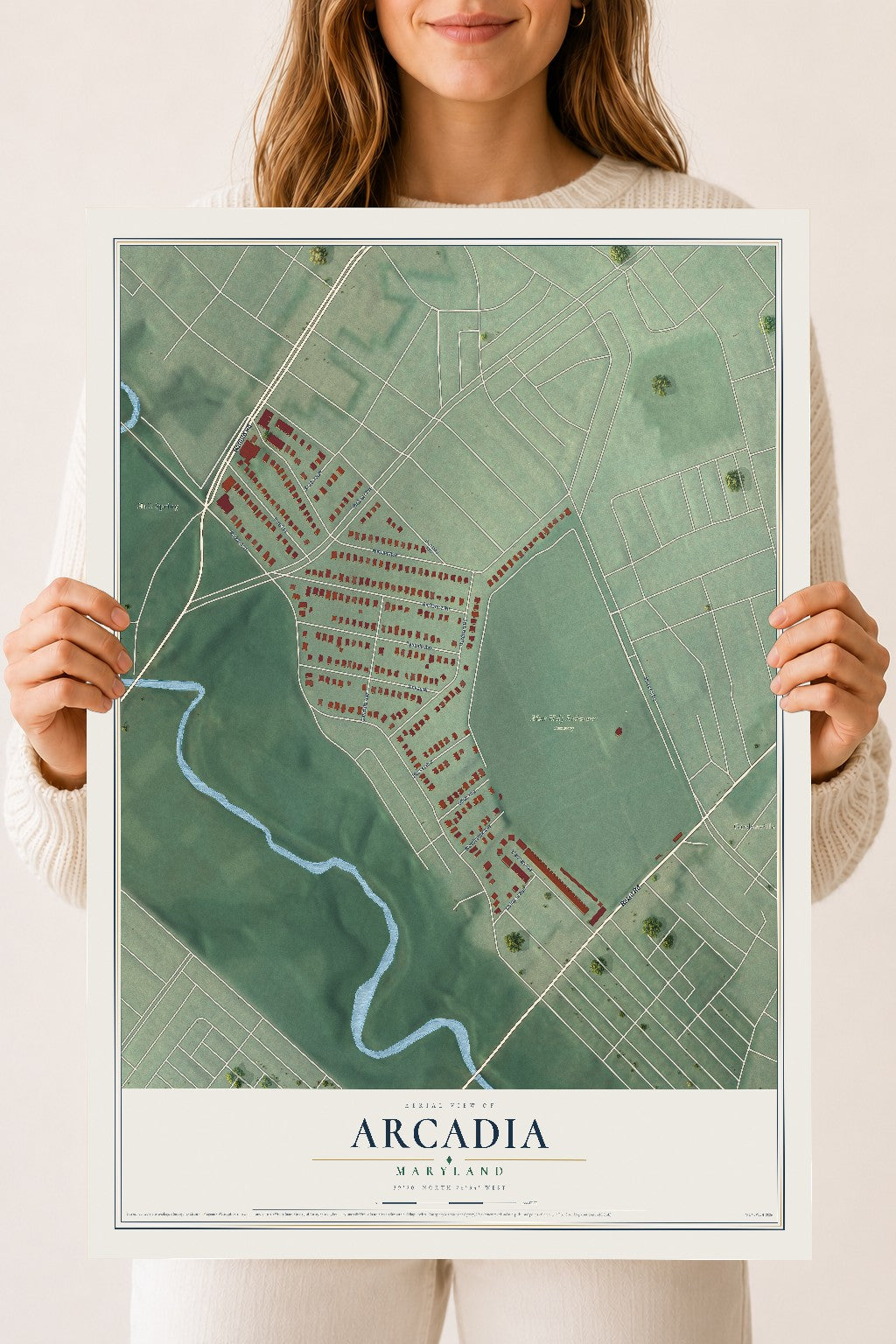 Map of Arcadia, Maryland, 18 x 24 inch unframed archival matte print