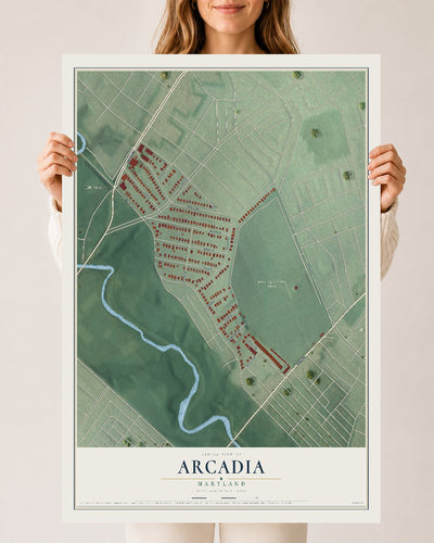 Map of Arcadia, Maryland, 24 x 36 inch unframed archival matte print