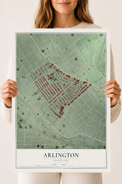 Map of Arlington, Maryland, 18 x 24 inch unframed archival matte print