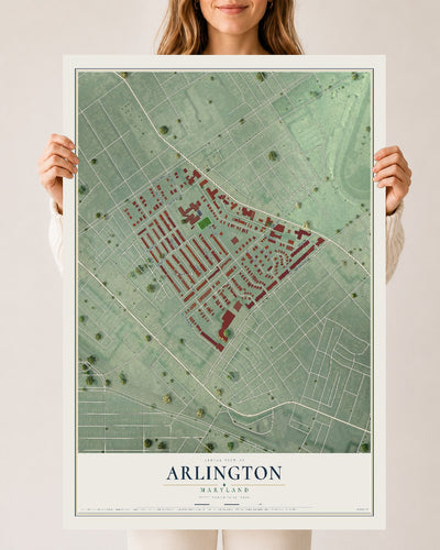 Map of Arlington, Maryland, 24 x 36 inch unframed archival matte print
