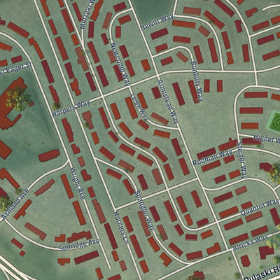 Close-up of the map of Armistead Gardens, Maryland print showing street and building detail