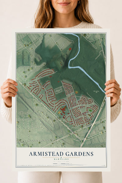 Map of Armistead Gardens, Maryland, 18 x 24 inch unframed archival matte print