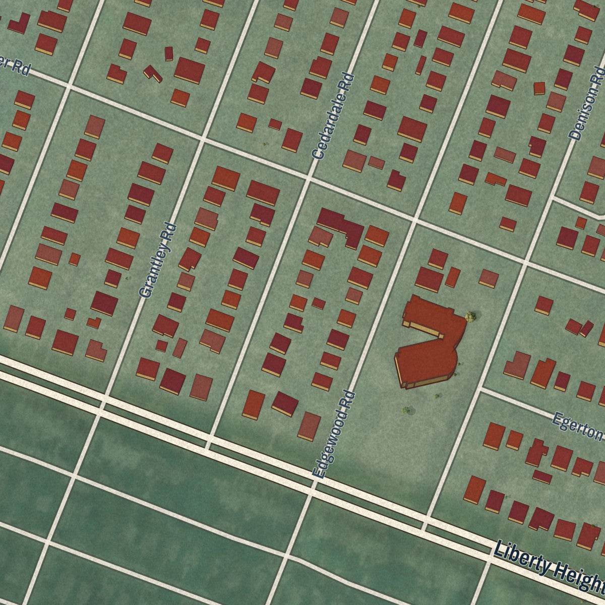 Second close-up of the map of Ashburton, Maryland print showing more streets and buildings