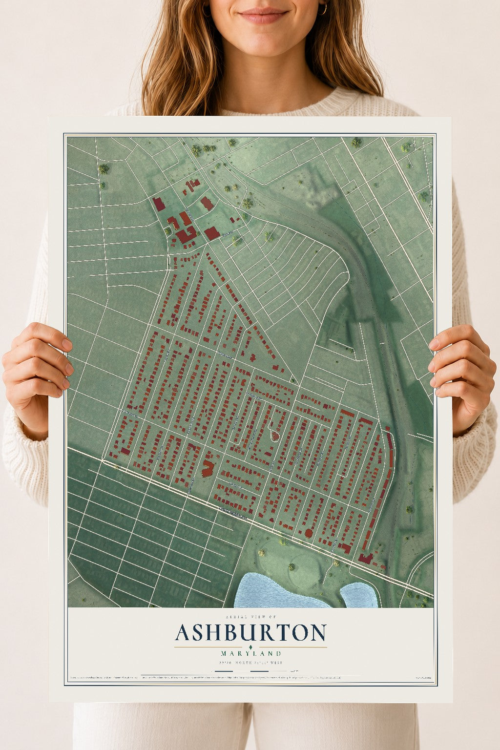 Map of Ashburton, Maryland, 18 x 24 inch unframed archival matte print