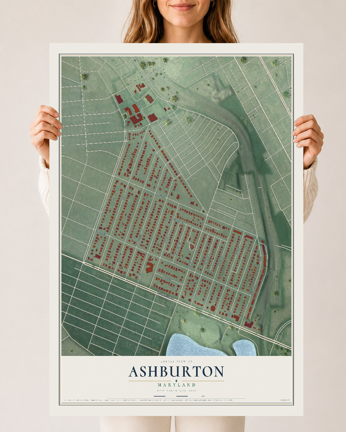 Map of Ashburton, Maryland, 24 x 36 inch unframed archival matte print