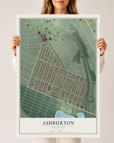 Map of Ashburton, Maryland, 24 x 36 inch unframed archival matte print