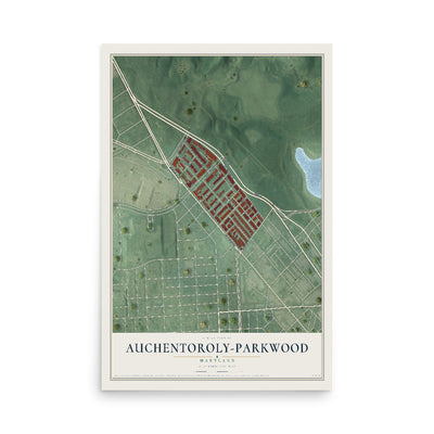 Map of Auchentoroly-Parkwood, Maryland, 12 x 18 inch unframed archival matte print