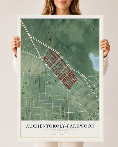 Map of Auchentoroly-Parkwood, Maryland, 24 x 36 inch unframed archival matte print