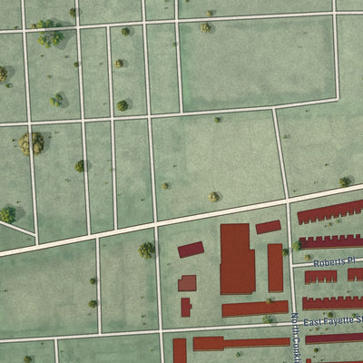 Second close-up of the map of Baltimore Highlands, Maryland print showing more streets and buildings