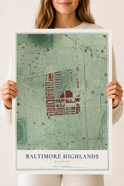 Map of Baltimore Highlands, Maryland, 18 x 24 inch unframed archival matte print