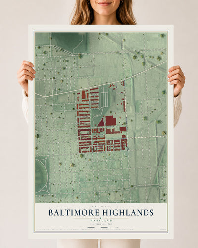 Map of Baltimore Highlands, Maryland, 24 x 36 inch unframed archival matte print