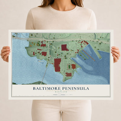 Map of Baltimore Peninsula, Maryland, 12 x 18 inch unframed archival matte print