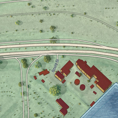 Second close-up of the map of Baltimore Peninsula, Maryland print showing more streets and buildings