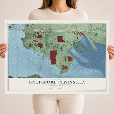 Map of Baltimore Peninsula, Maryland, 18 x 24 inch unframed archival matte print