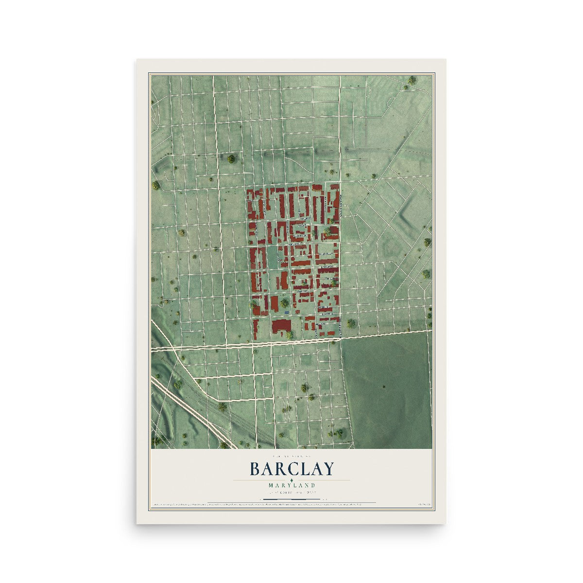 Map of Barclay, Baltimore, Maryland, 12 x 18 inch unframed archival matte print