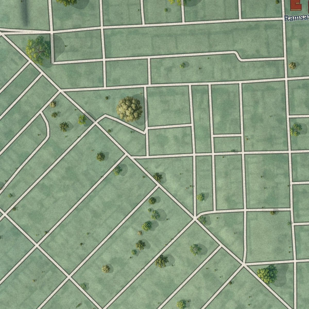 Close-up of the map of Barre Circle, Maryland print showing street and building detail