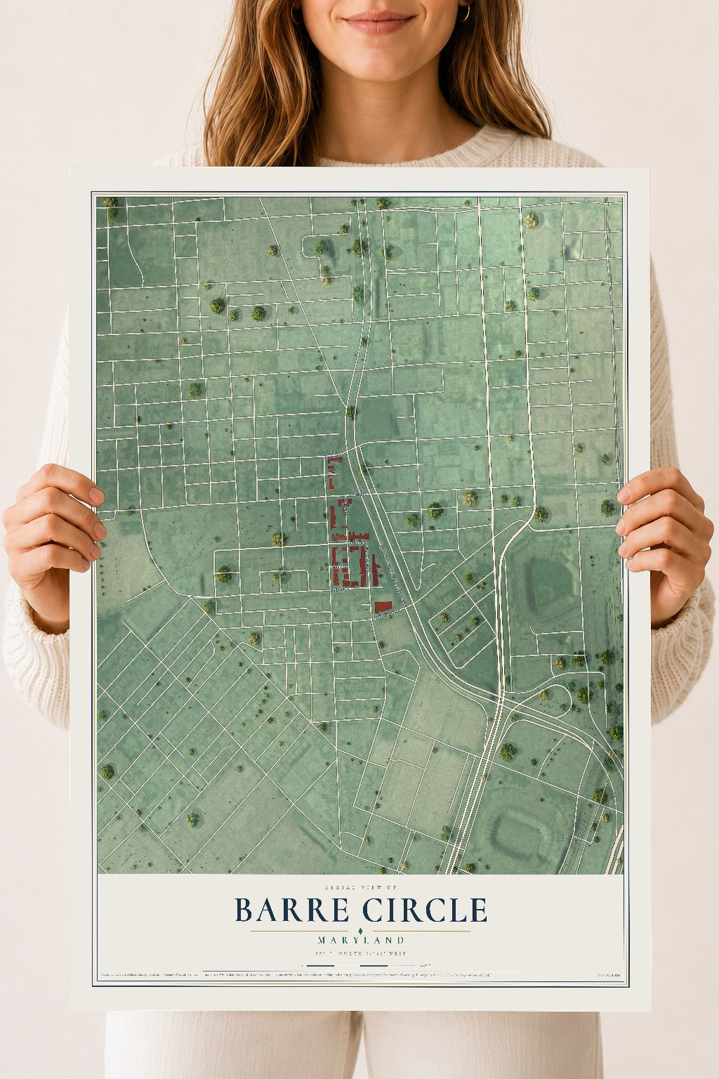 Map of Barre Circle, Maryland, 18 x 24 inch unframed archival matte print