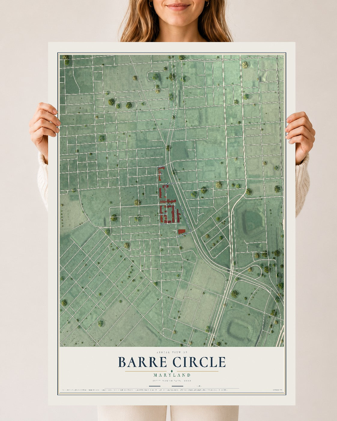Map of Barre Circle, Maryland, 24 x 36 inch unframed archival matte print
