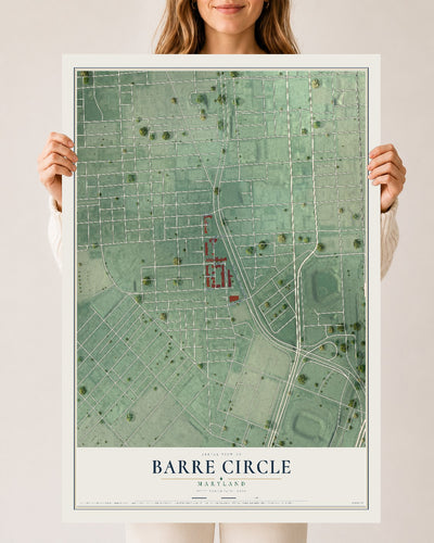 Map of Barre Circle, Maryland, 24 x 36 inch unframed archival matte print