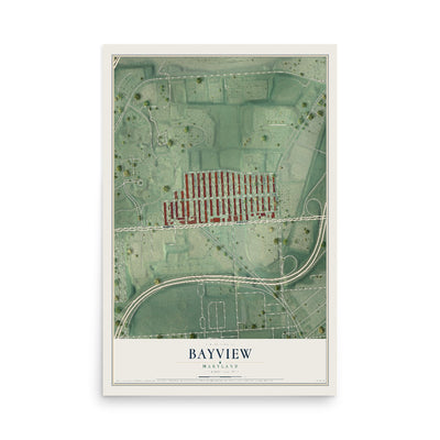 Map of Bayview, Maryland, 12 x 18 inch unframed archival matte print