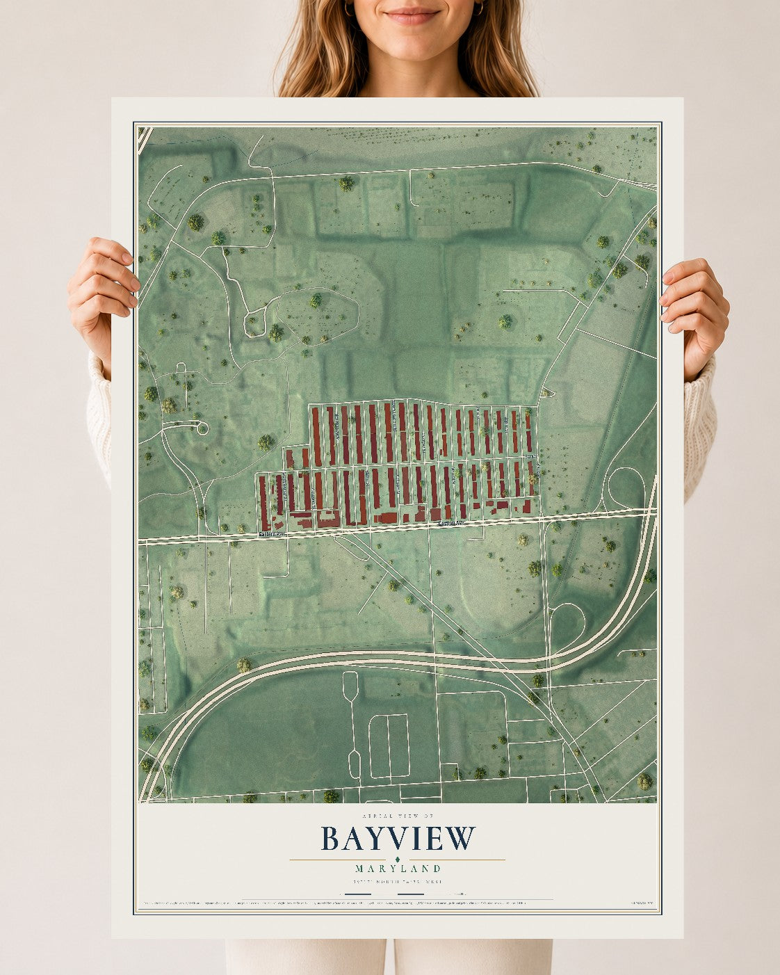 Map of Bayview, Maryland, 24 x 36 inch unframed archival matte print