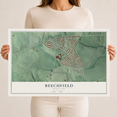 Map of Beechfield, Maryland, 12 x 18 inch unframed archival matte print