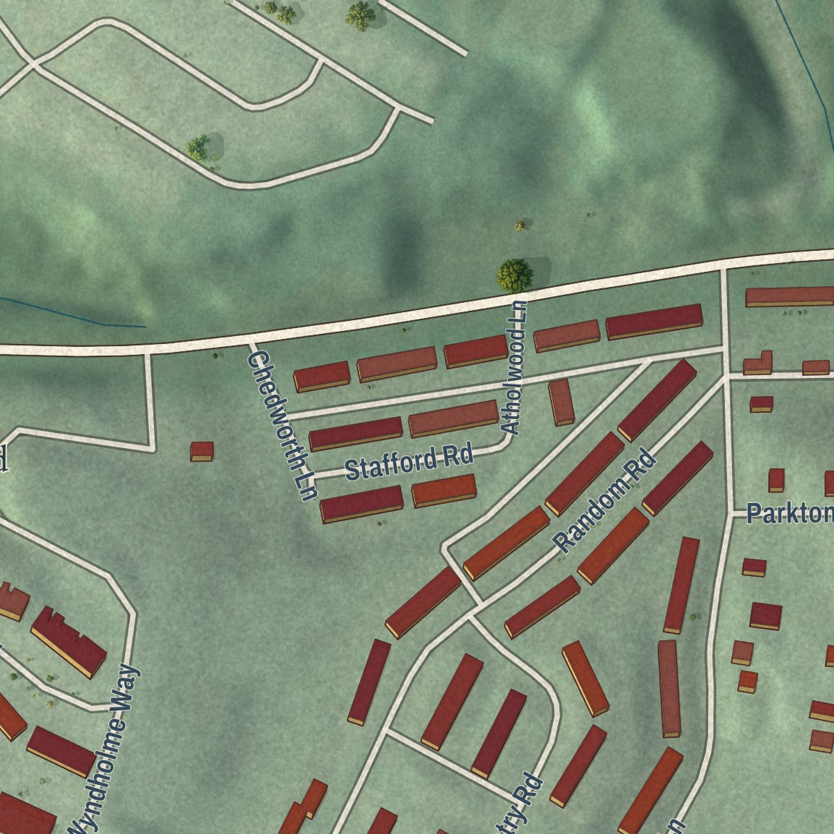 Second close-up of the map of Beechfield, Maryland print showing more streets and buildings