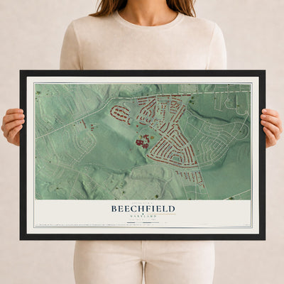 Map of Beechfield, Maryland, 12 x 18 inch print in a black wood frame