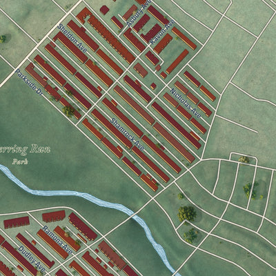 Second close-up of the map of Belair-Edison, Maryland print showing more streets and buildings