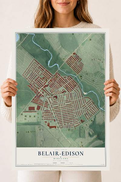 Map of Belair-Edison, Maryland, 18 x 24 inch unframed archival matte print