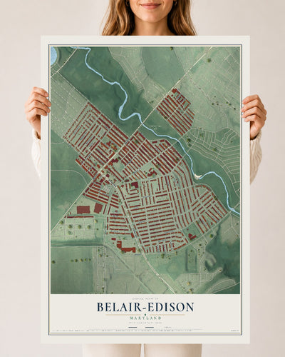 Map of Belair-Edison, Maryland, 24 x 36 inch unframed archival matte print