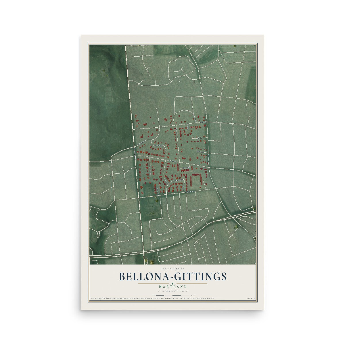 Map of Bellona-Gittings, Maryland, 12 x 18 inch unframed archival matte print