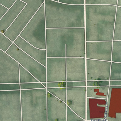Second close-up of the map of Better Waverly, Maryland print showing more streets and buildings