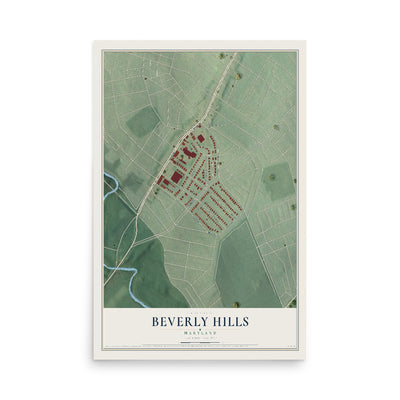 Map of Beverly Hills, Maryland, 12 x 18 inch unframed archival matte print