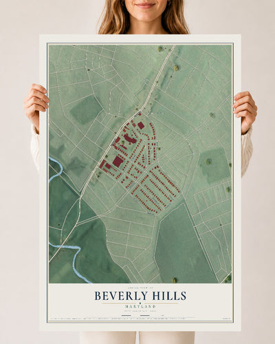 Map of Beverly Hills, Maryland, 24 x 36 inch unframed archival matte print
