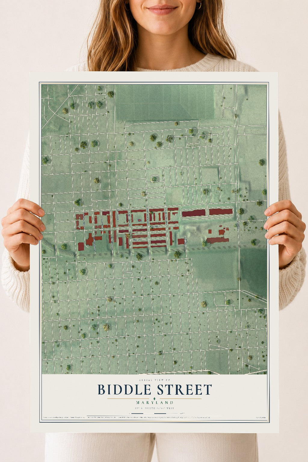 Map of Biddle Street, Maryland, 18 x 24 inch unframed archival matte print