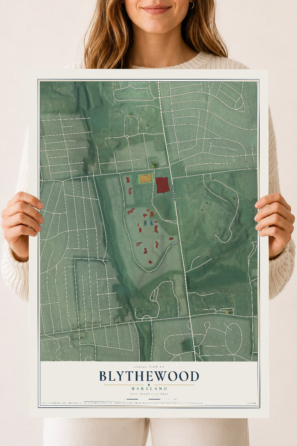 Map of Blythewood, Maryland, 18 x 24 inch unframed archival matte print