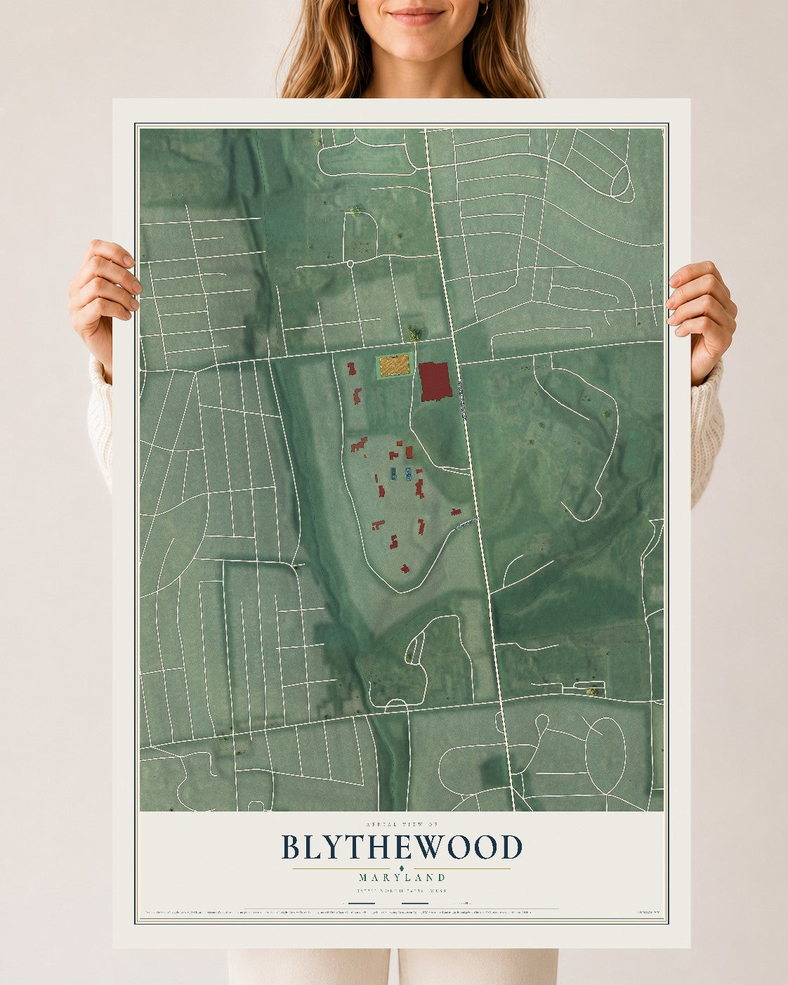 Map of Blythewood, Maryland, 24 x 36 inch unframed archival matte print