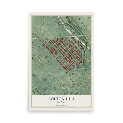 Map of Bolton Hill, Maryland, 12 x 18 inch unframed archival matte print