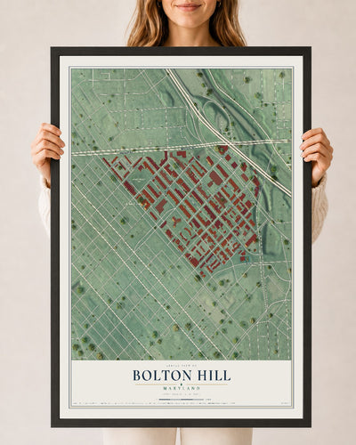 Map of Bolton Hill, Maryland, 24 x 36 inch print in a black wood frame