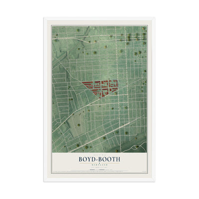 Map of Boyd-Booth, Maryland, 12 x 18 inch print in a white wood frame