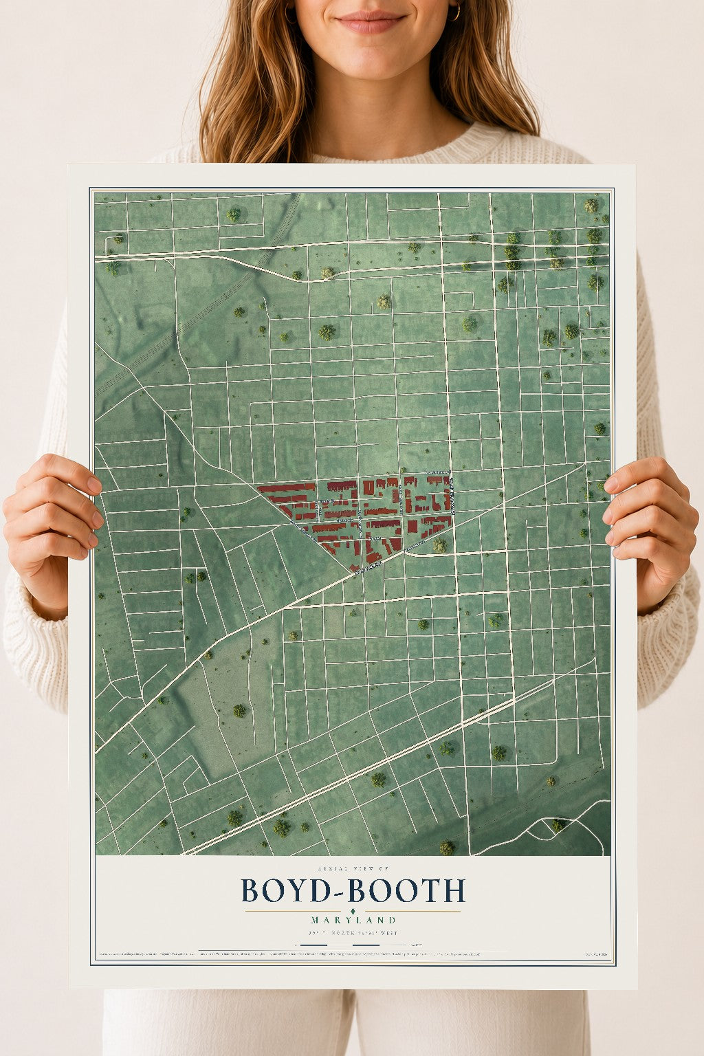 Map of Boyd-Booth, Maryland, 18 x 24 inch unframed archival matte print